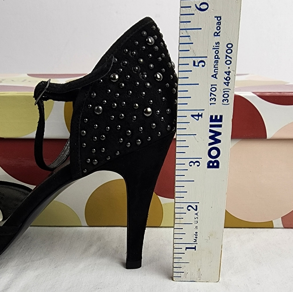 ❤️ NIB RICHARD TYLER STUDDED PEEP TOE PUMPS SAMBA BLACK SIZE 7M - Picture 8 of 12